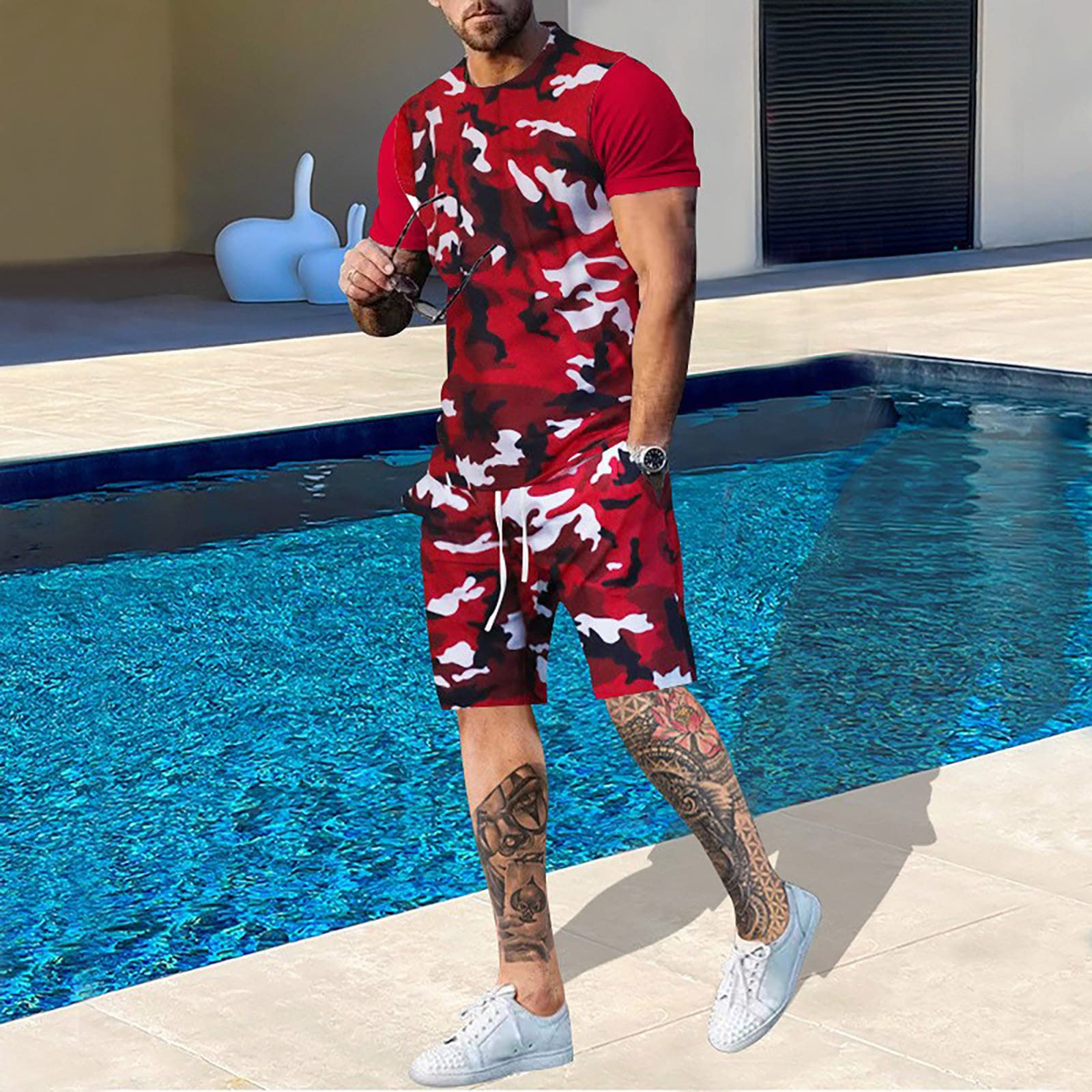 Outdoor Hunting Outfit - Conjunto de camiseta e shorts de