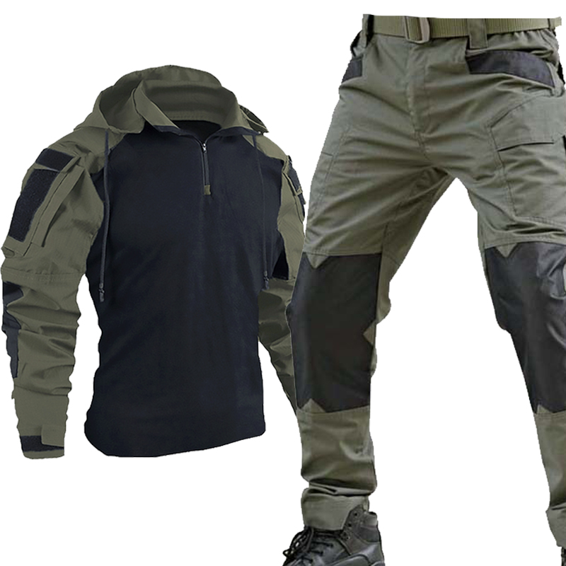 Outdoor Hunting Outfit - Conjunto Tático Multicam Preto Masculino Respirável