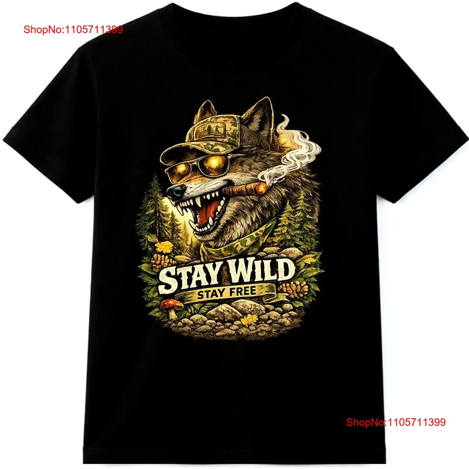 Wildman Hunting & Outdoor Polokwane - Camiseta Wolf Stay Wild Free para
