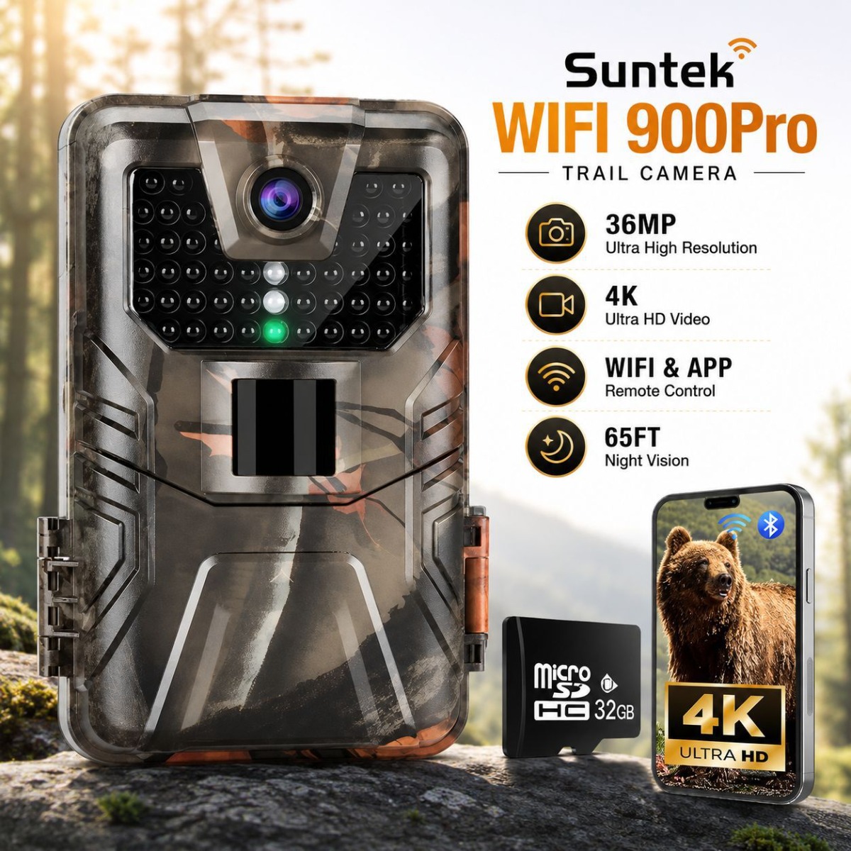 Outdoor Hunting Camera Wireless - Câmera de Caça 4K para Exterior