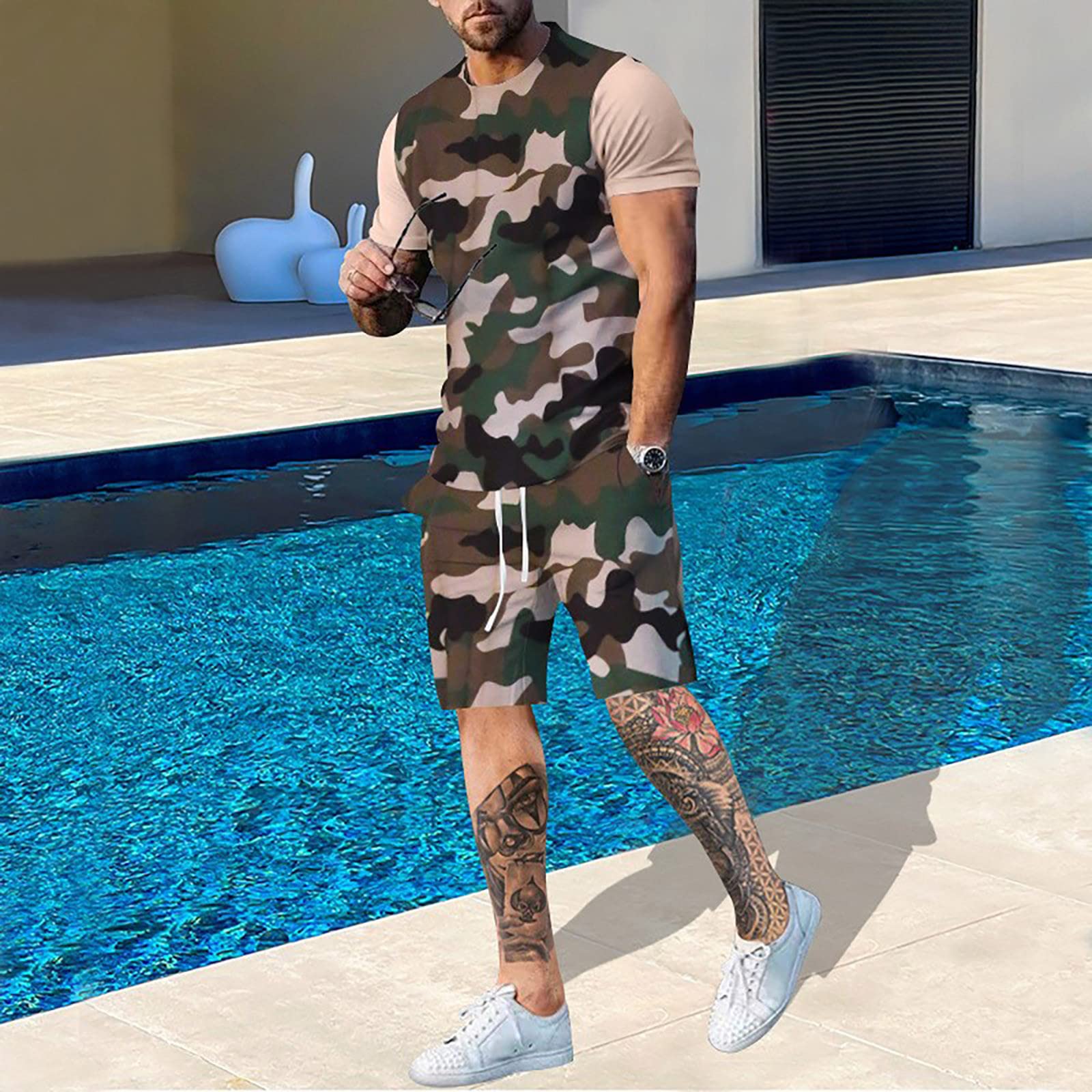 Conjunto de camiseta e shorts  - Outdoor Hunting Outfit avaliação e preço