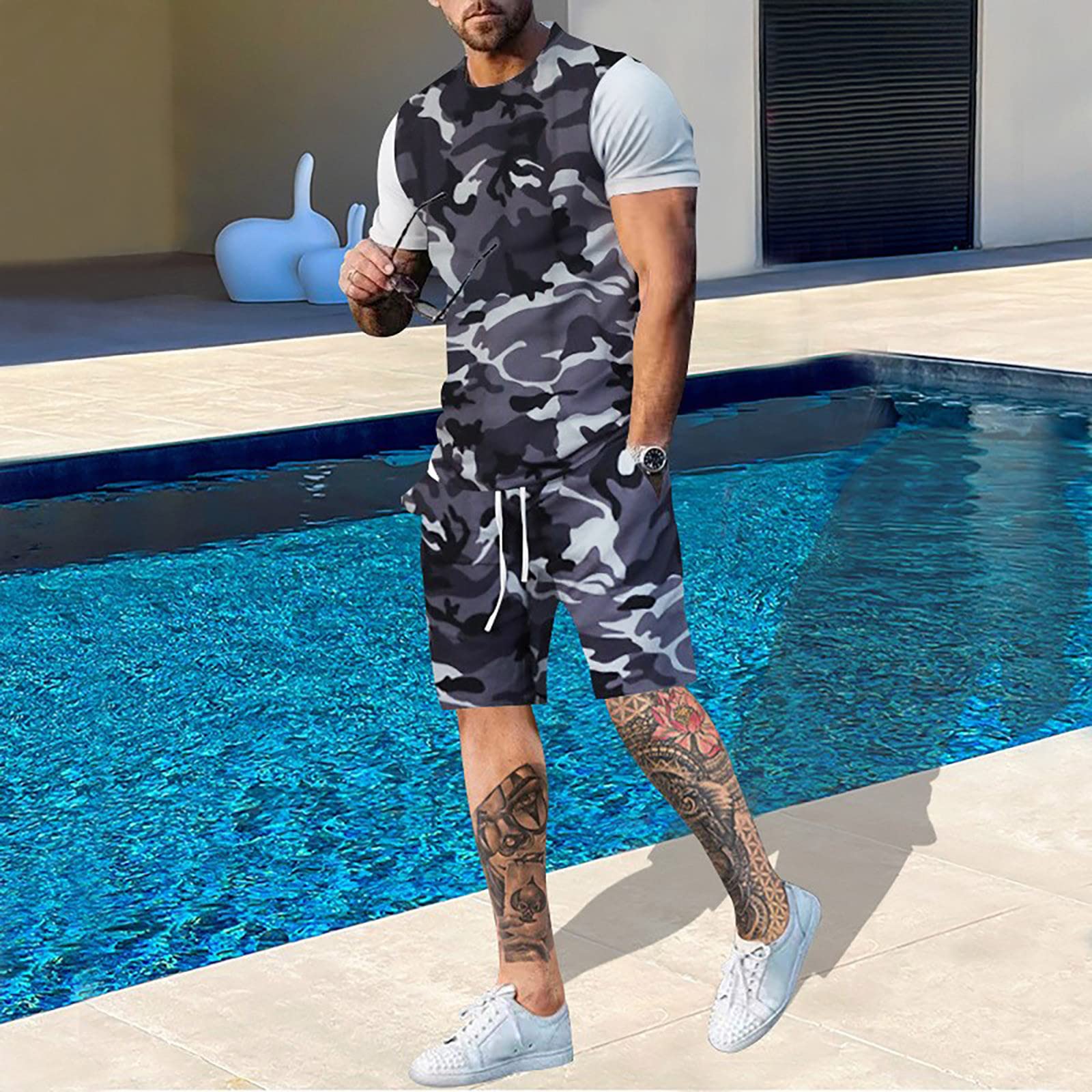 Conjunto de camiseta e shorts  - Outdoor Hunting Outfit avaliação e preço