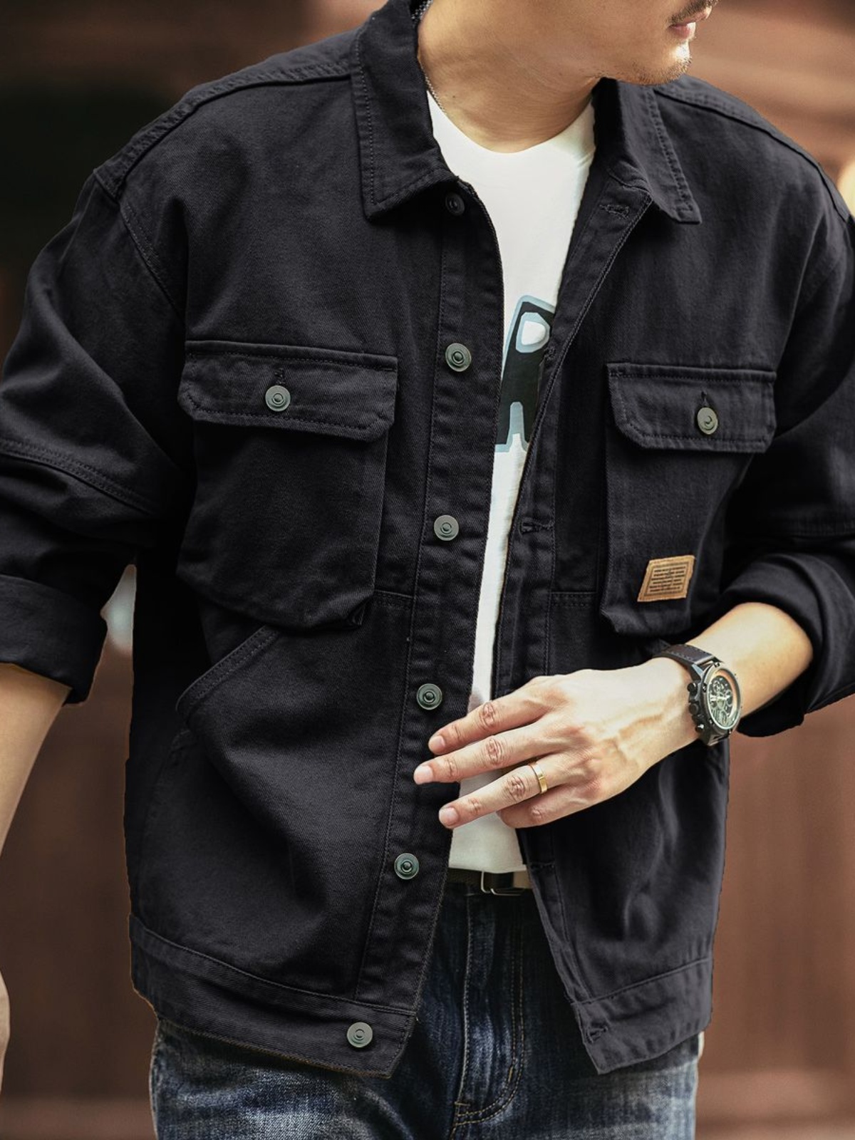 Jaqueta de Denim Retro America - Outdoor Hunting Outfit avaliação e preço